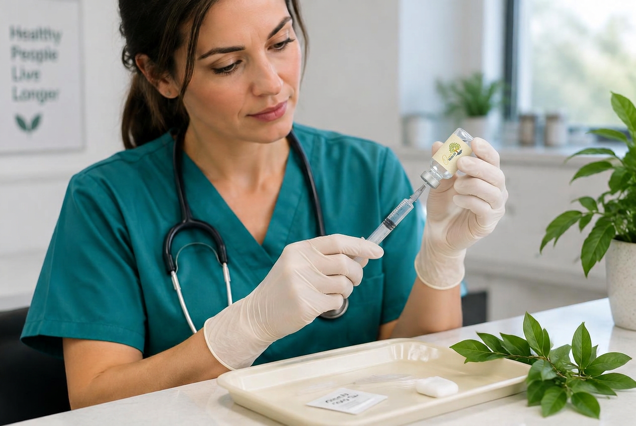 Nurse preparing B12 shot and Lipo-B vitamin injection at Omaha Med Spa in Omaha NE