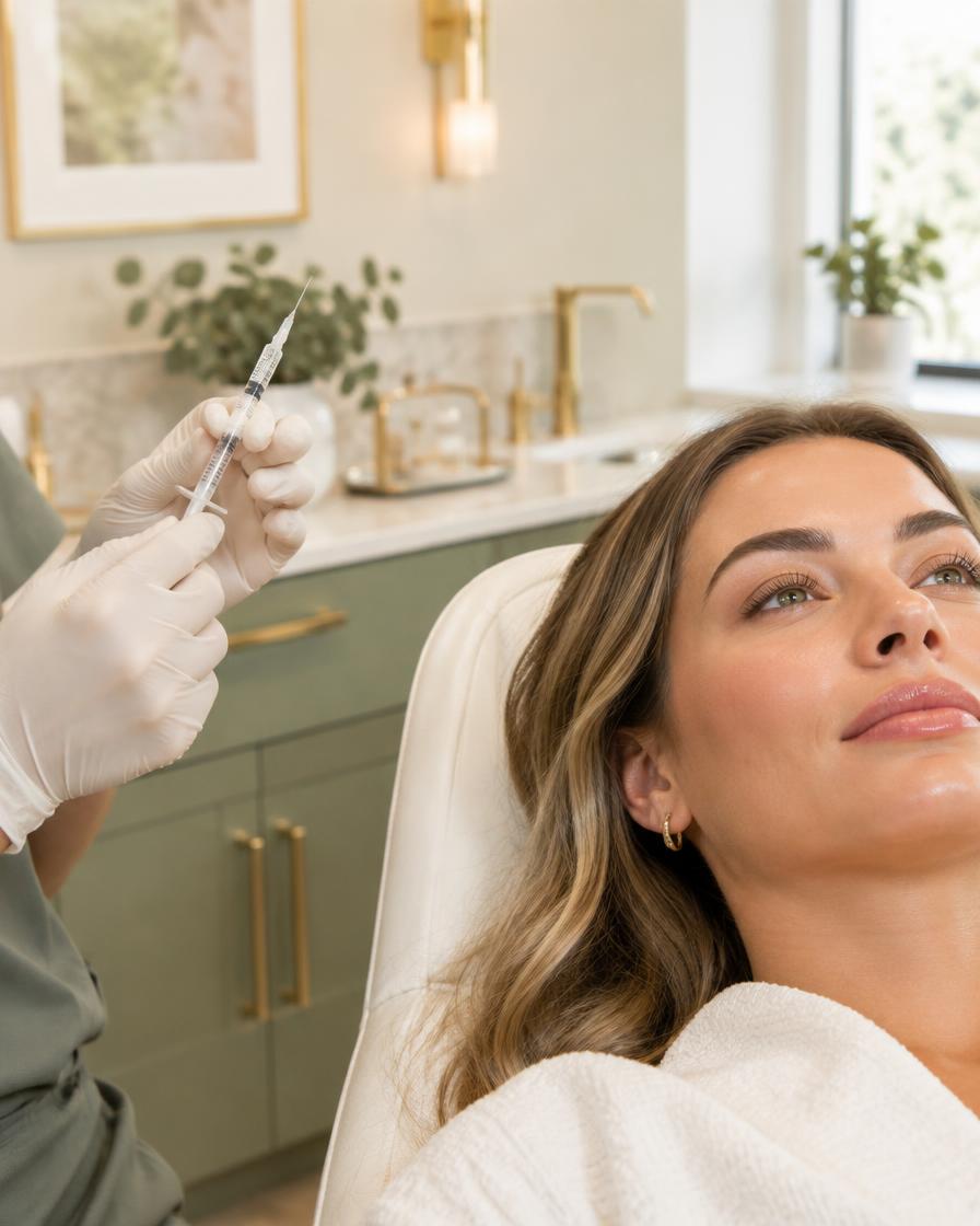 Injector mapping facial anatomy at Omaha facial spa in West Omaha NE